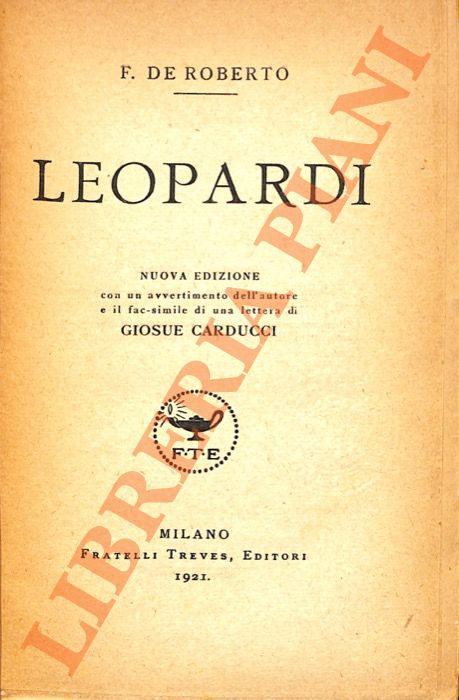 DE ROBERTO Federico - - Leopardi.