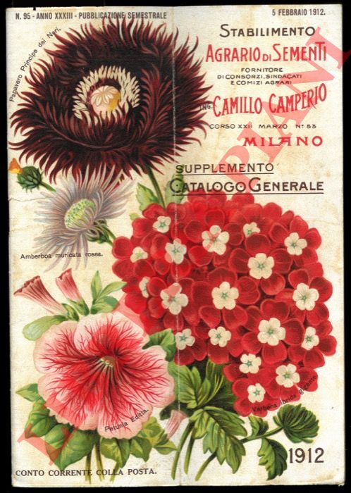 Stabilimento Agrario di Sementi Camillo Camperio. Milano - - Catalogo generale 1912. 