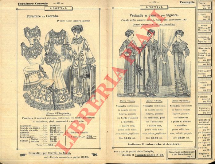 FRETTE E. & C. - - Camicia, biancherie, maglierie, pizzi & ricami, ecc.