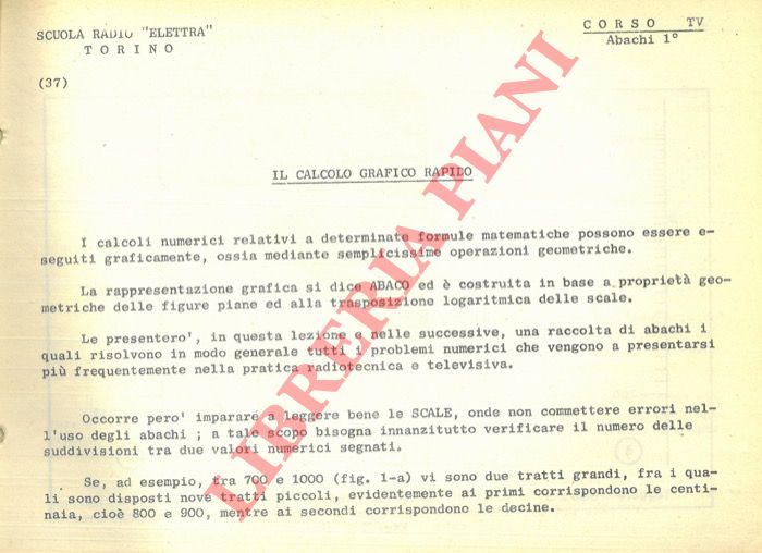 Scuola Radio Elettra. Torino - - TELEVISIONE. Abachi.