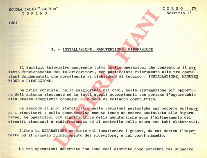 Scuola Radio Elettra. Torino - - TELEVISIONE. Servizio.