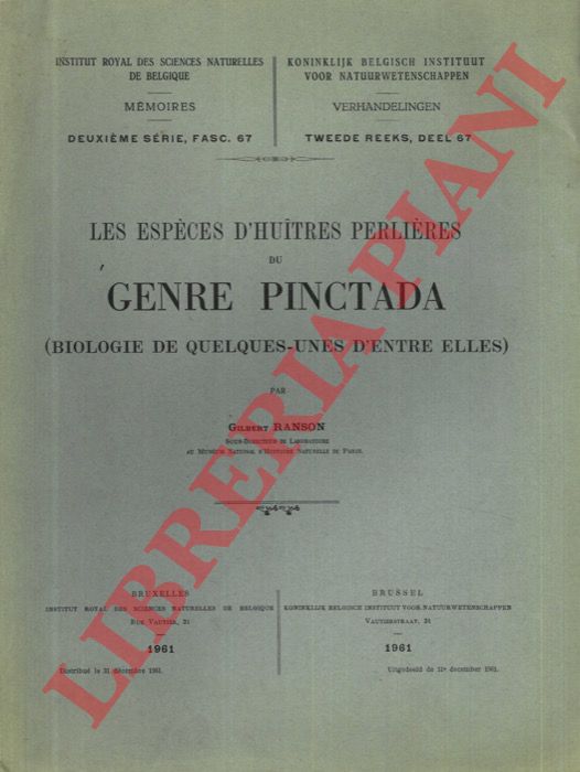 RANSON Gilbert - - Les especes d'huitres perlieres du genre Pinctada (biologie de quelques-unes d'entre elles).