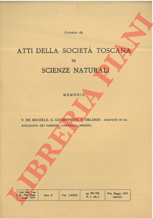 DE MICHELE V. - GIUSEPPETTI G. - ORLANDI P. - - Anapaite di Castelnuovo dei Sabbioni (Cavriglia, Arezzo)