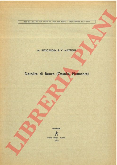 BOSCARDIN M. - MATTIOLI V. - - Datolite di Beura (Ossola, Piemonte).