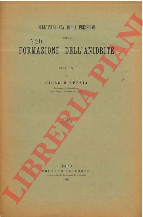 SPEZIA Giorgio - - Sull'influenza della pressione nella formazione dell'anidride.