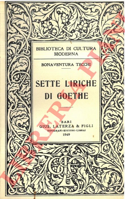 TECCHI Bonaventura - - Sette liriche di Goethe.