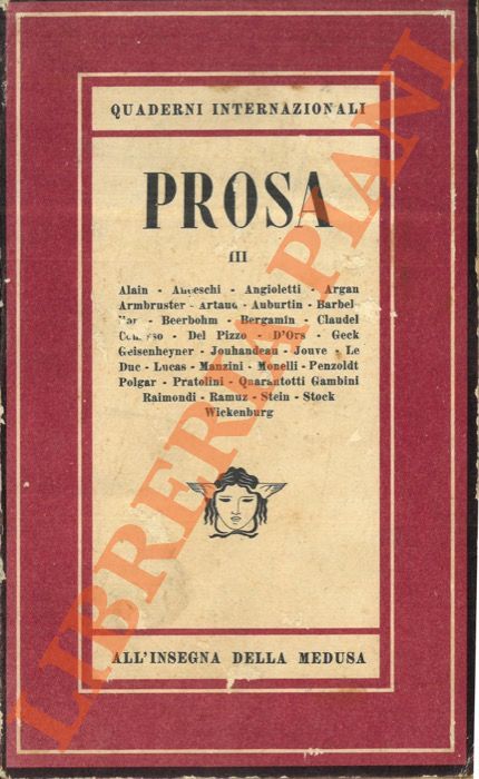 (MANZINI Gianna) - - Quaderni Internazionali. (All'insegna della Medusa). Prosa III.