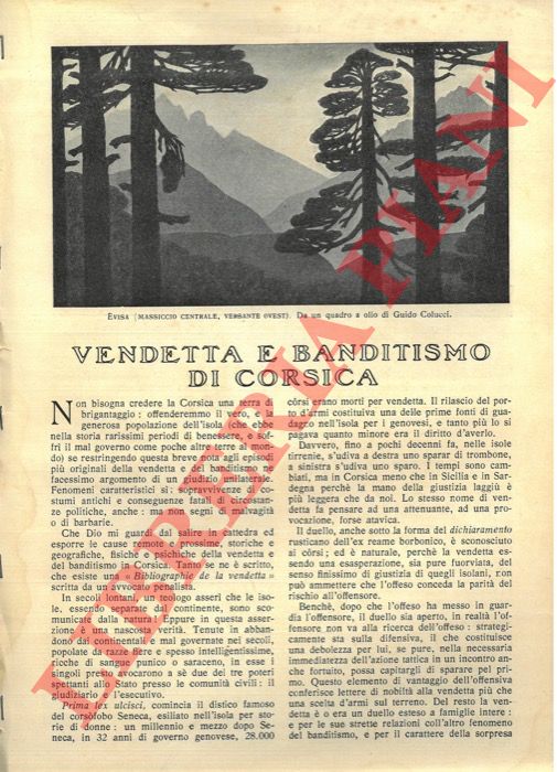 ROSELLI CECCONI Mario - - Vendetta e banditismo di Corsica.
