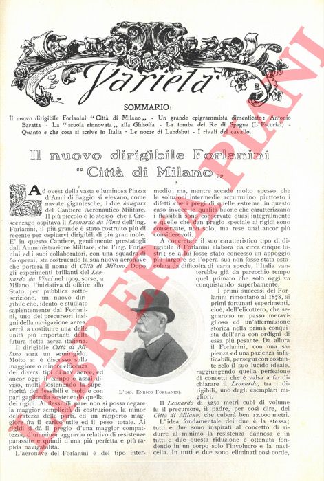 IMBASTARO Giuseppe - - Il nuovo dirigibile Forlanini 