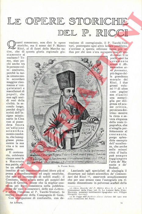 LUZIO Alessandro - - Le opere storiche del P. Ricci.