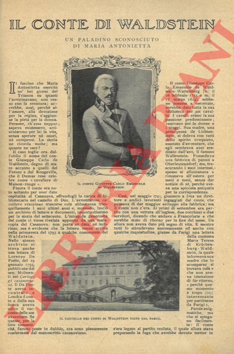 CURIEL Carlo L. - - Il conte di Waldstein, un paladino sconosciuto di Maria Antonietta.