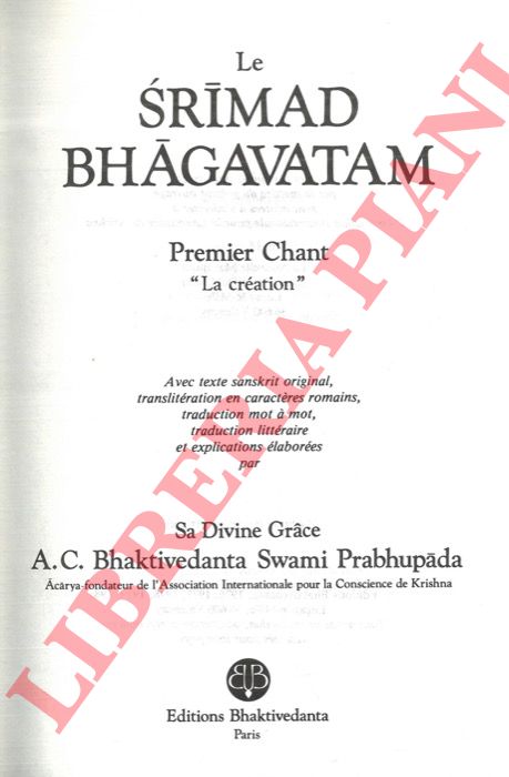 (A.C. Bhaktived nta Sv m  Prabhup da) - -  r mad Bh gavatam. Premier Chant - 'La cration'.