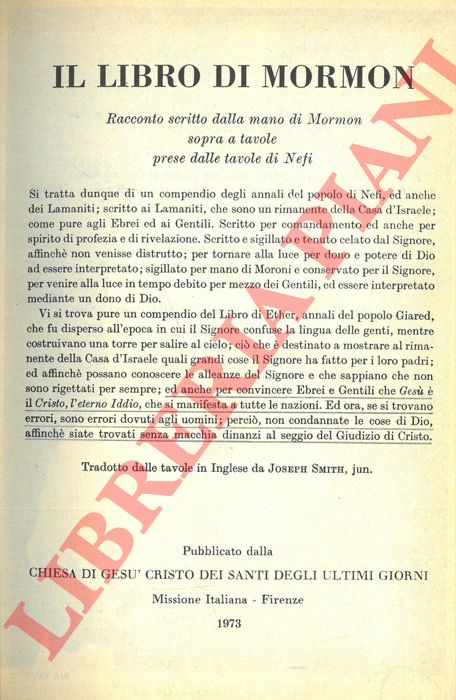 MORMON - - Il libro di Mormon.