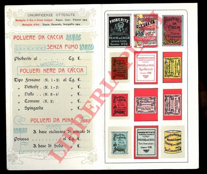 Premiato Polverificio Matteo Mattei - - Catalogo produzione.