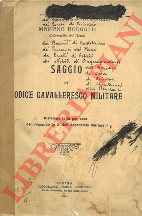 BORGATTI Mariano - - Saggio di codice cavalleresco militare.
