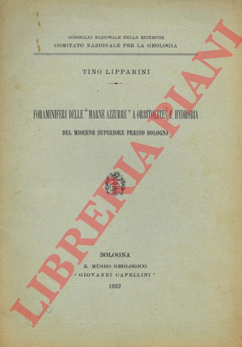 LIPPARINI Tino - - Foraminiferi delle 'Marne Azzurre' a orbitolites e hydrobia del Miocene superiore presso Bologna.