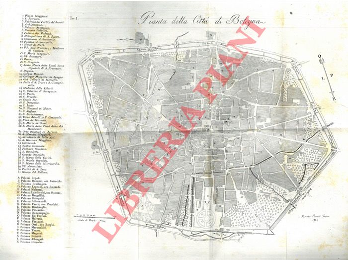 BIANCONI Girolamo - - Guida del forestiere per la citt di Bologna e suoi sobborghi con quattordici tavole in rame. Edizione rivista, corretta e nuovamente aumentata.
