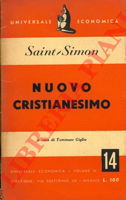 SAINT-SIMON - - Nuovo cristianesimo.