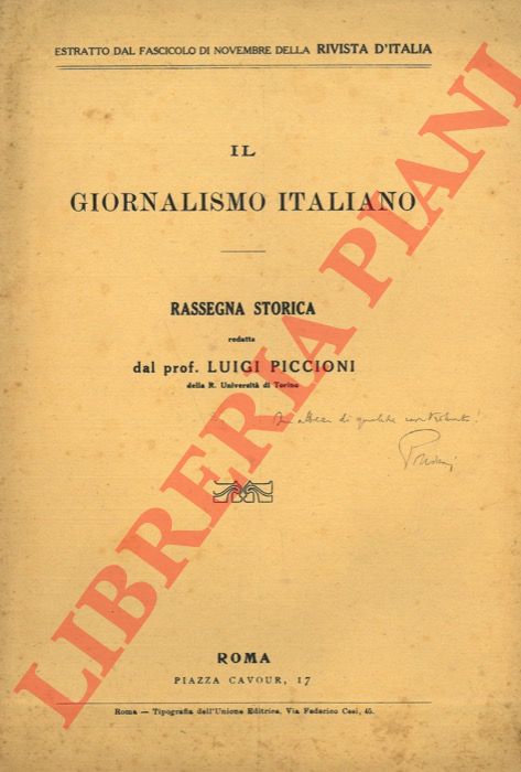 PICCIONI Luigi - - Nel giornalismo degli antichi Stati Sardi. (