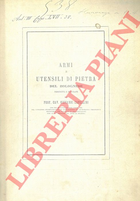 CAPELLINI Giovanni - - Armi e utensili di pietra del bolognese.