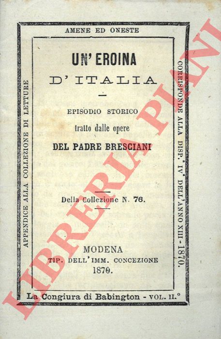 Padre Bresciani - - Un'eroina d'Italia.