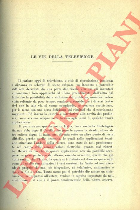 COLABICH Pietro - - Le vie della televisione.