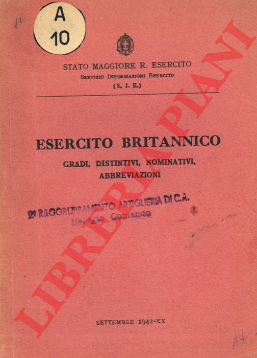 Stato Maggiore R. Esercito - - Esercito Brinannico. Gradi, distintivi, nominativi, abbreviazioni.