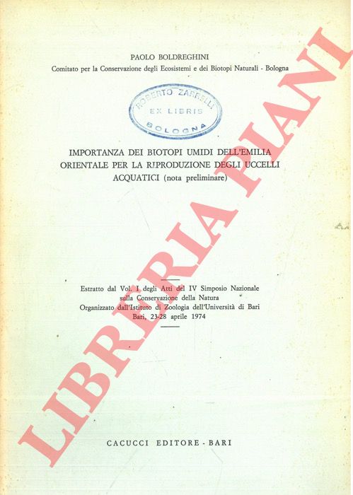 BOLDREGHINI Paolo - - Importanza dei biotopi umidi dell'Emilia Orientale per la riproduzione degli uccelli acquatici (nota preliminare).
