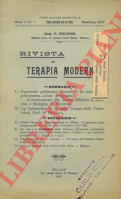 PICCININI P. - - Rivista di terapia moderna.