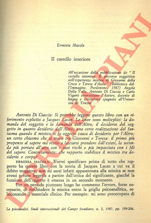 MACOLA Erminia - - Il castello interiore.