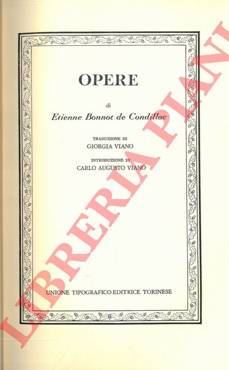 CONDILLAC Etienne Bonnot de - - Opere.