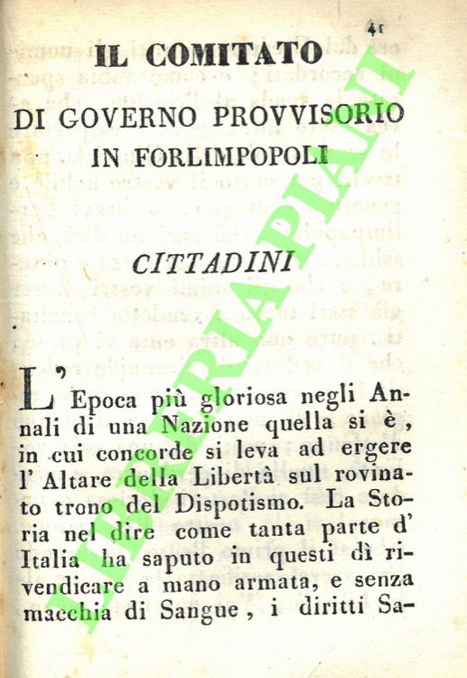 Anonimo - - [Sette lettere di anonimo contro il governo provvisorio in Forlimpopoli del 1831]