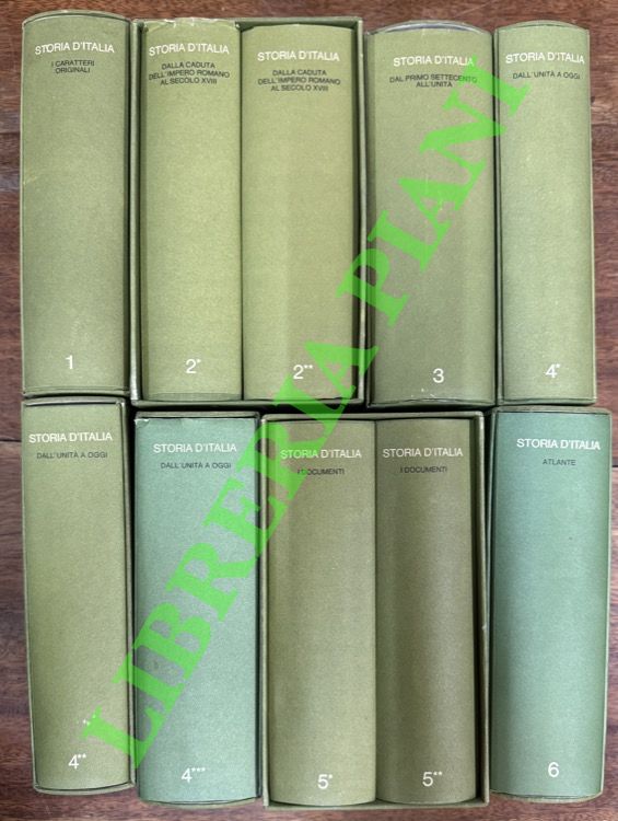 AA.VV. - - Storia d'Italia. Vol. I: I caratteri originali - Vol. II: Dalla caduta dell'Impero romano al sec. XVIII - Vol. III: Dal primo settecento all'unit - Vol. IV: Dall'unit ad oggi - Vol. V: I documenti - Vol. VI: Atlante.