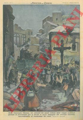 RAIMONDI A. - - Gli abitanti dei paesi redenti dalle truppe nazionali portano in processione per le strade le sacre immagini che avevano sottratto, nascondendole, al vandalismo dei rossi.