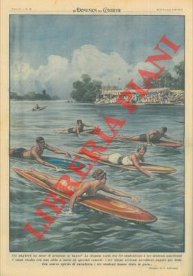 BELTRAME A. - - Per decidere chi avrebbe pagato un mese di pensione ai bagni, tre studentesse e tre studenti hanno fatto una sfida a nuoto su speciali canotti.