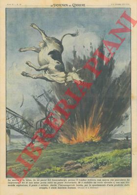 BELTRAME A. - - In un paese del Lussemburgo una mucca che pascolava ha calpestato i fili di una mina posta sotto un ponte ferroviario. La mina  esplosa, il ponte  saltato e la bestia  stata lanciata lontano.