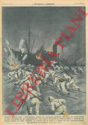 MOLINO W. - - Sul Ladoga gelato, un convoglio sovietico che tenta di attraversare il lago, preceduto da un rompighiaccio, viene preso d'assalto da sciatori finnici e tedeschi che hanno minato la rotta.