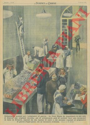 MOLINO W. - - La Croce Rossa raccoglie occhiali fuori uso, riparati da una legione di ottici e che saranno regalati ai prigionieri di guerra.