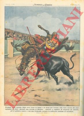 MOLINO W. - - Durante una corrida in Messico, un toro coglie di sorpresa un cavallo, gli si getta contro e lo solleva assieme al cavaliere.