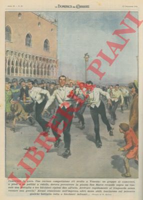 MOLINO W. - - Curiosa competizione di camerieri sui pattini a rotelle in piazza San Marco.