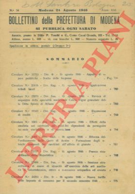 - - Bollettino della Prefettura di Modena.