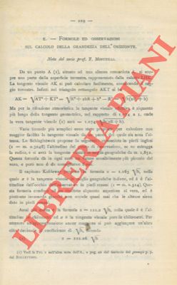 MINUTILLI F. - - Formole ed osservazioni sul calcolo della grandezza dell'orizzonte.