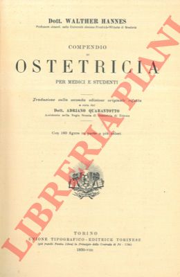 HANNES Walther - - Compendio di ostetricia per medici e studenti.