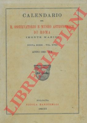 - - Calendario del R. Osservatorio e Museo Astronomico di Roma. (Monte Mario).