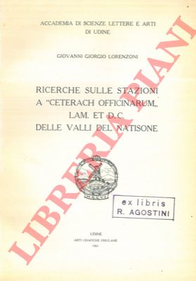 LORENZONI G. G. - - Ricerche sulle stazioni a  Ceterach officinarum Lam. et D.C. delle valli del Natisone.