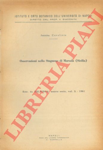 CAVALIERE Antonio - - Osservazioni nello Stagnone di Marsala ( Sicilia).