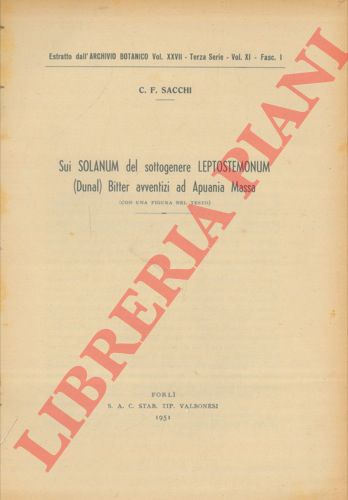 SACCHI C.F. - - Sui Solanum del genere Leptostemonum (Dunal) Bitter avventizi ad Apuania Massa.