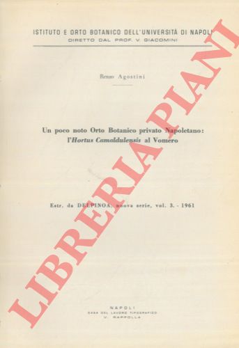 AGOSTINI Renzo - - Un poco noto Orto Botanico privato Napoletano: l' Hortus Camaldulensis al Vomero.