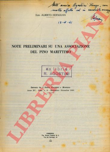 HOFMANN Alberto - - Note preliminari su una associazione del Pino marittimo.