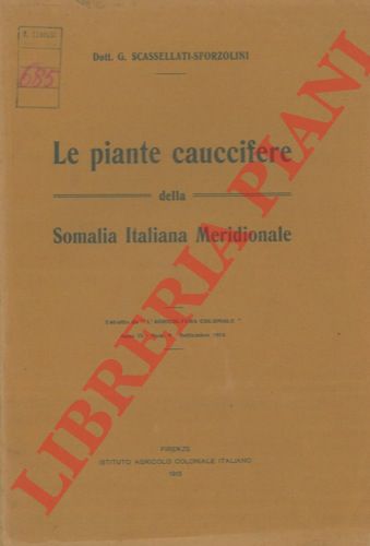 SCASSELLATTI-SFORZOLINI G. - - Le piante cauccifere della Somalia Italiana Meridionale.